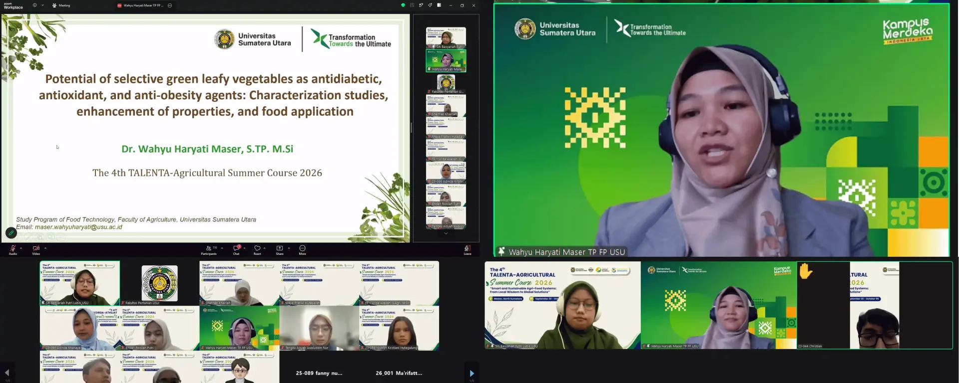 Dr. Wahyu Haryati Maser Discusses the Potential of Green Leafy Vegetables in The 4th TALENTA-Agricultural Summer Course 2026 International Public Lecture